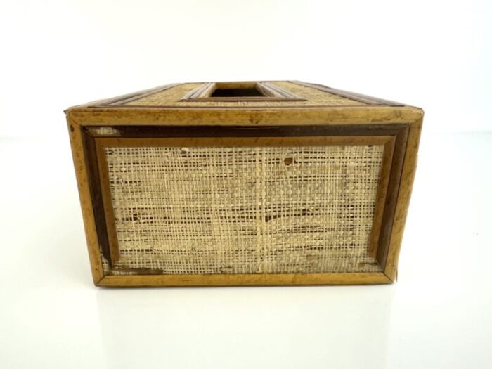 vintage mid century rattan tissue box cover 2497