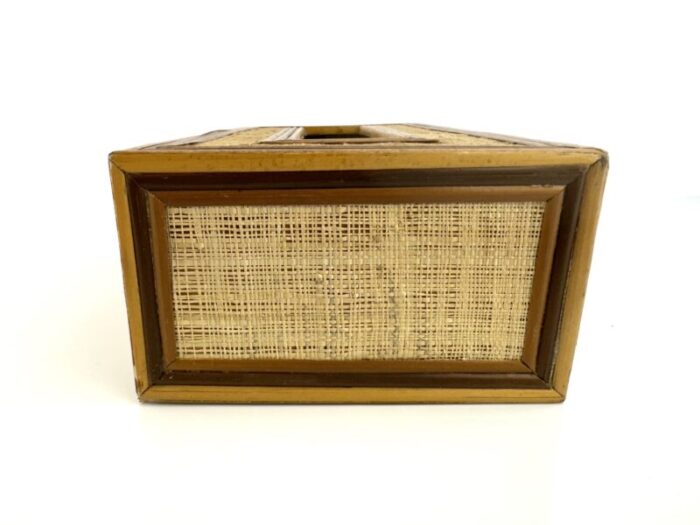 vintage mid century rattan tissue box cover 6002