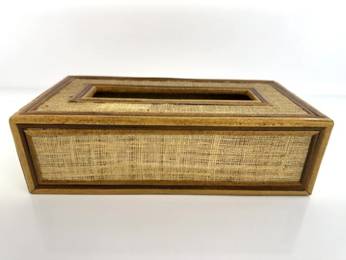 vintage mid century rattan tissue box cover 6976