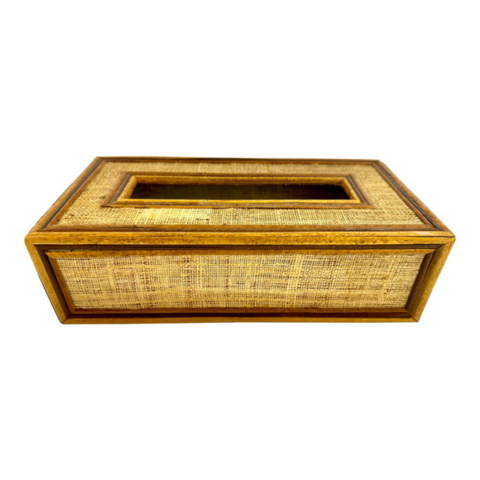 vintage mid century rattan tissue box cover 7492