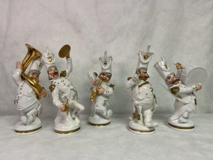 vintage military orchestra figures in fine porcelain by lopez moreno set of 5 1