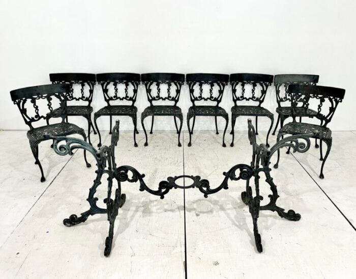 vintage molla cast aluminum dining set 8 chairs and table base 5719