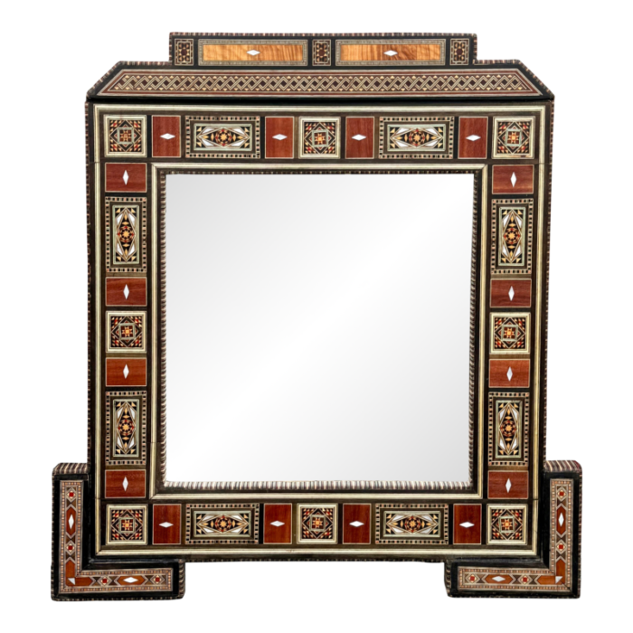 vintage mosaic wood inlaid mirror 0055