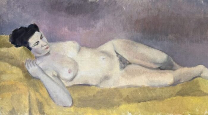 vintage nude oil painting reclining female woman 0177