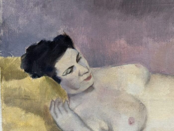 vintage nude oil painting reclining female woman 2406