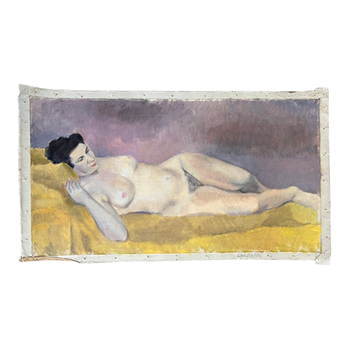 vintage nude oil painting reclining female woman 8071