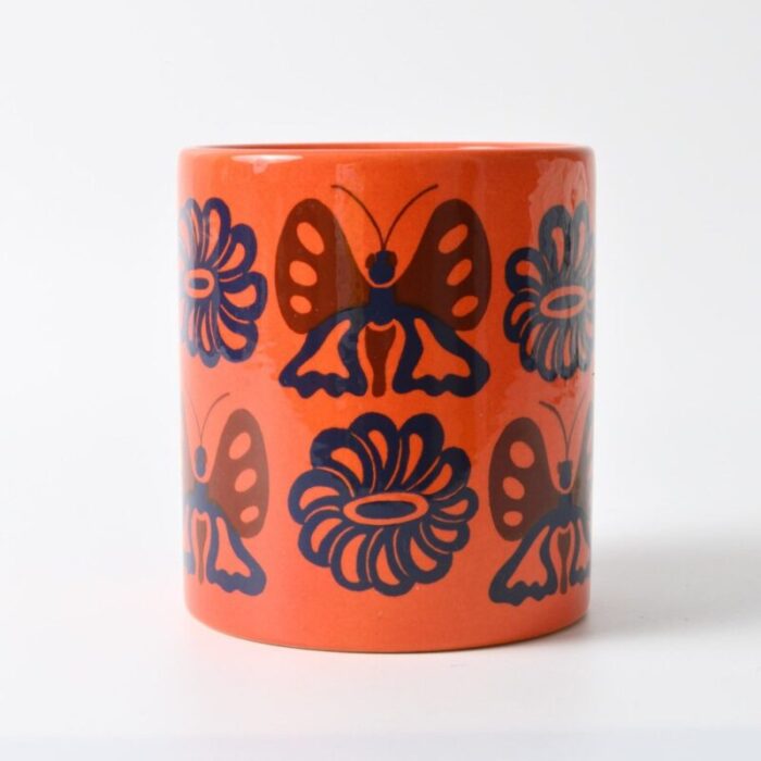 vintage orange ceramic mug from waechtersbach 1970s 3