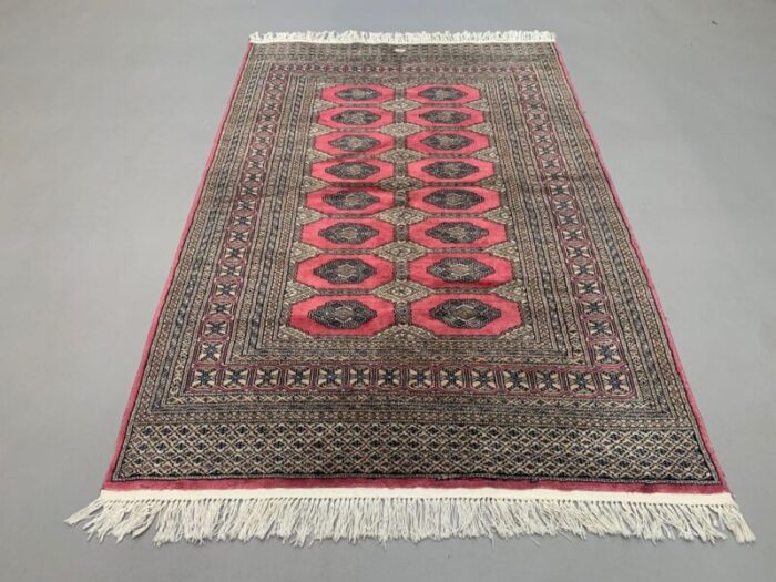 vintage pakistani turkoman bokhara beige rug 1