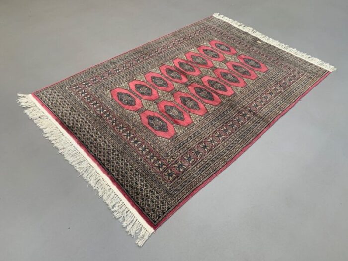 vintage pakistani turkoman bokhara beige rug 2