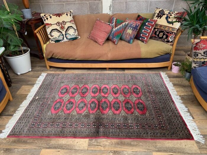 vintage pakistani turkoman bokhara beige rug 3