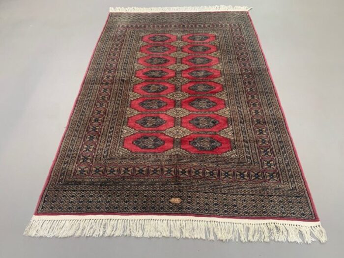 vintage pakistani turkoman bokhara beige rug 4