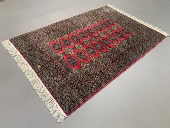 vintage pakistani turkoman bokhara beige rug 5