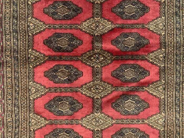 vintage pakistani turkoman bokhara beige rug 8