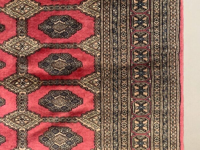 vintage pakistani turkoman bokhara beige rug 9