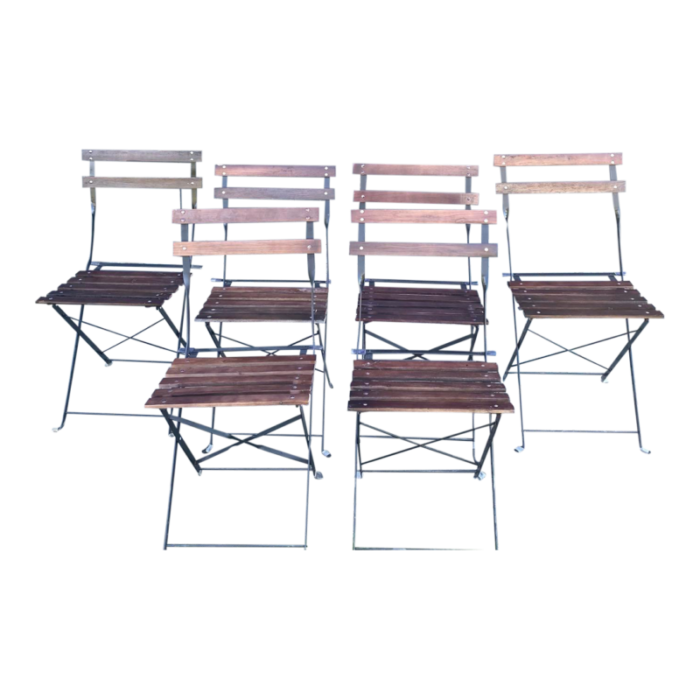 vintage parisian style foldable bistro chairs set of 6 7613