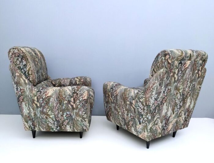 vintage patterned fabric armchairs italy set of 2 0760