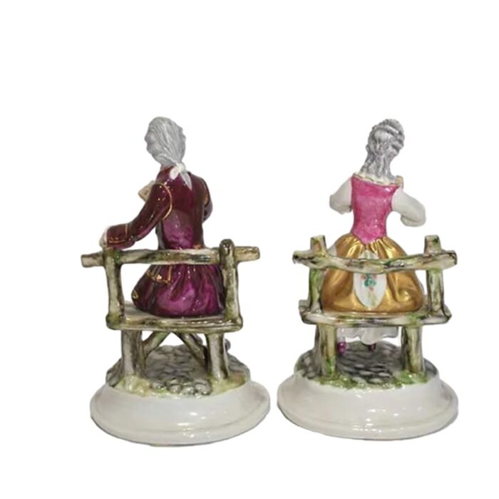 vintage porcelain sculptures of a young couple by galos for sauthier 1980s set of 2 5