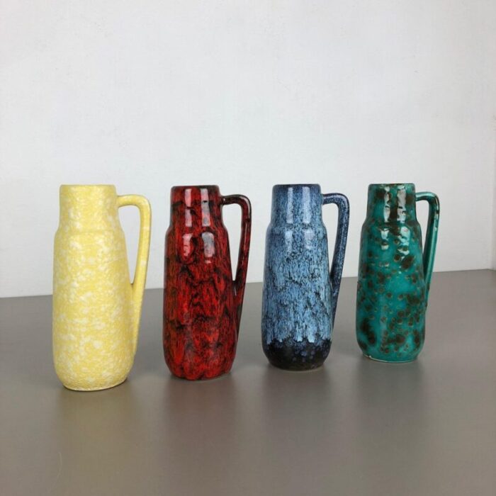 vintage pottery fat lava 275 20 vases from scheurich germany 1970s set of 4 2