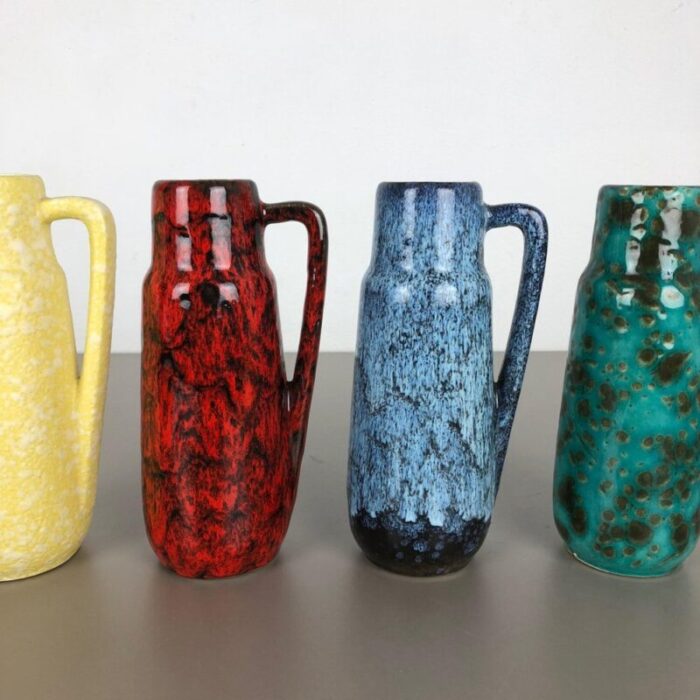 vintage pottery fat lava 275 20 vases from scheurich germany 1970s set of 4 4