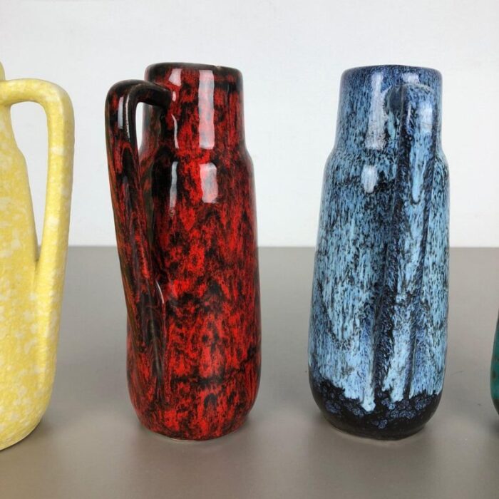 vintage pottery fat lava 275 20 vases from scheurich germany 1970s set of 4 9