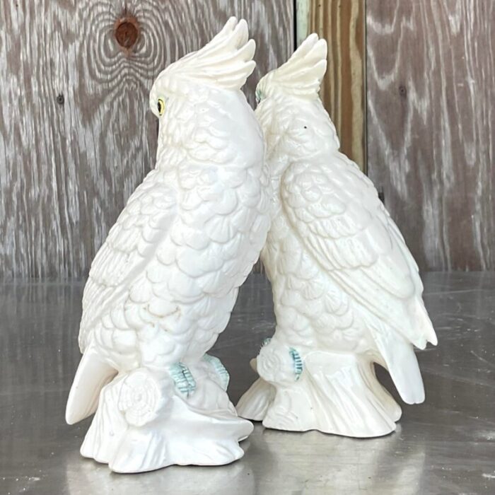 vintage regency glazed ceramic cockatoos a pair 7158