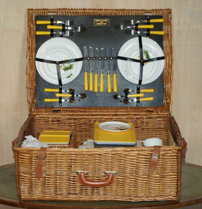 vintage six person wicker picnic hamper from fortnum mason 3