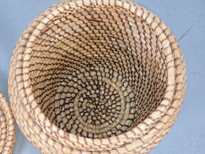 vintage straw wicker storage basket 1960s 3