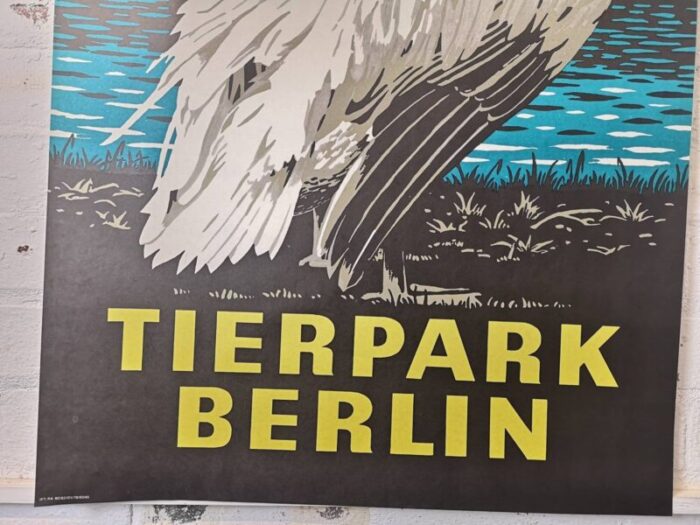 vintage tierpark berlin zoo poster depicting pelican 1970s 9