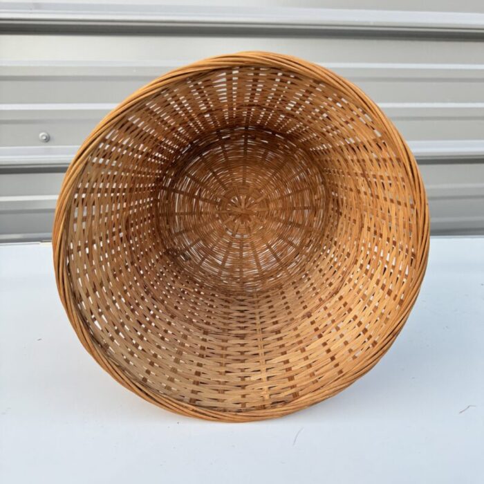 vintage tortoise rattan wastebasket 0282