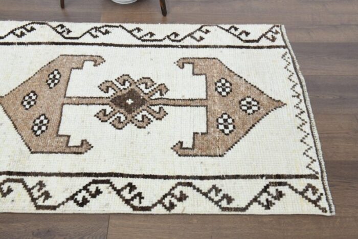 vintage turkish boho white rug 4