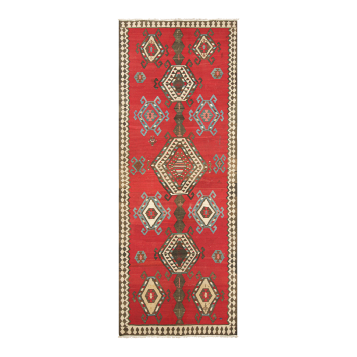 vintage turkish kilim runner in red with geometric medallions from rug and kilim 3294