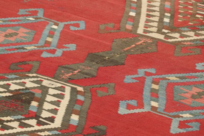 vintage turkish kilim runner in red with geometric medallions from rug and kilim 4513