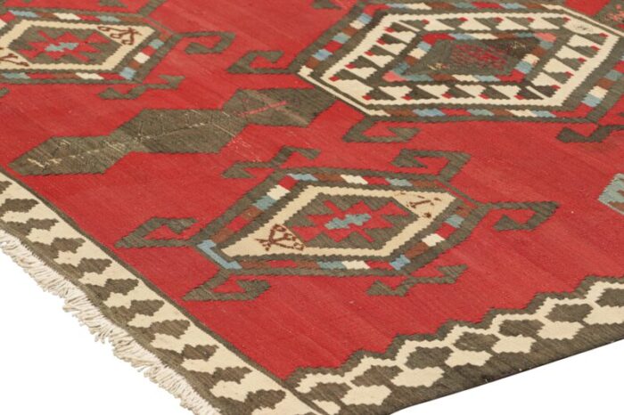 vintage turkish kilim runner in red with geometric medallions from rug and kilim 5044