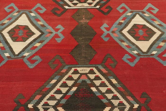 vintage turkish kilim runner in red with geometric medallions from rug and kilim 7606