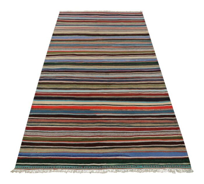 vintage turkish kilim with polychromatic stripes from rug and kilim 1399