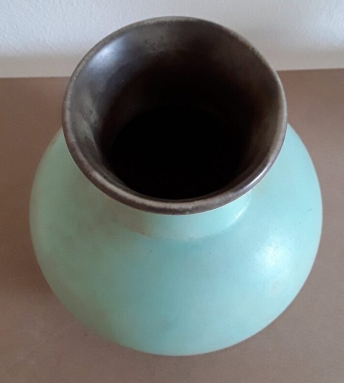 vintage turquoise glazed ceramic vase 1970s 3