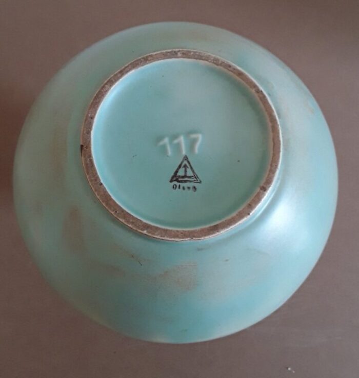 vintage turquoise glazed ceramic vase 1970s 4