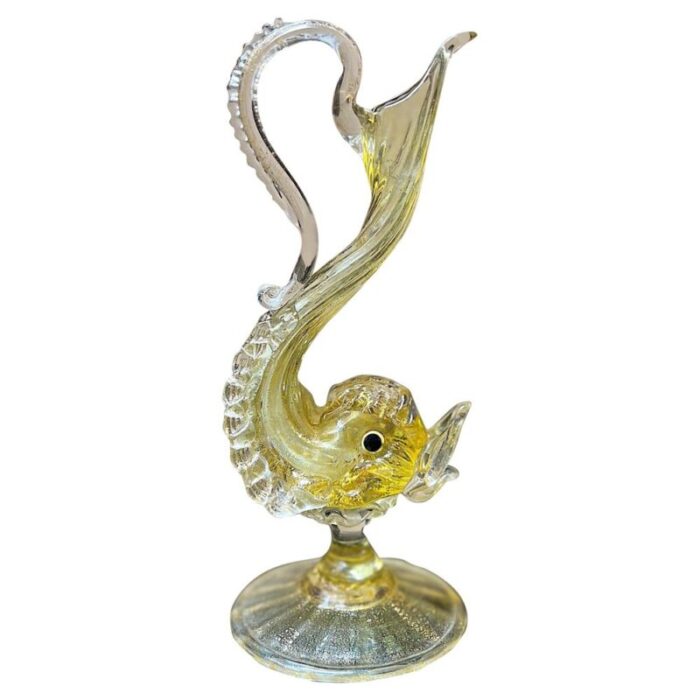 vintage venetian handblown gold dolphin carafe by salviati 1970 1