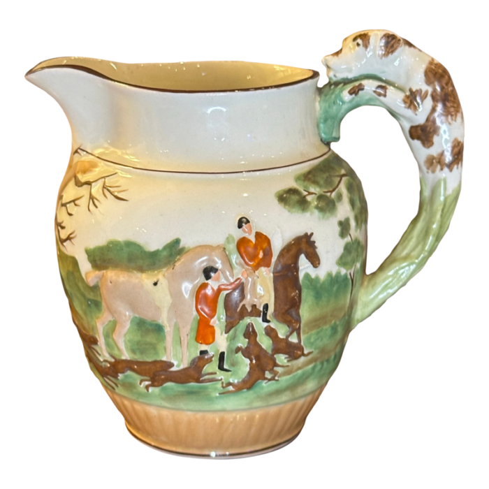 vintage wedgwood etruria pitcher circa 1930s english hunt scene with hound handle 8035