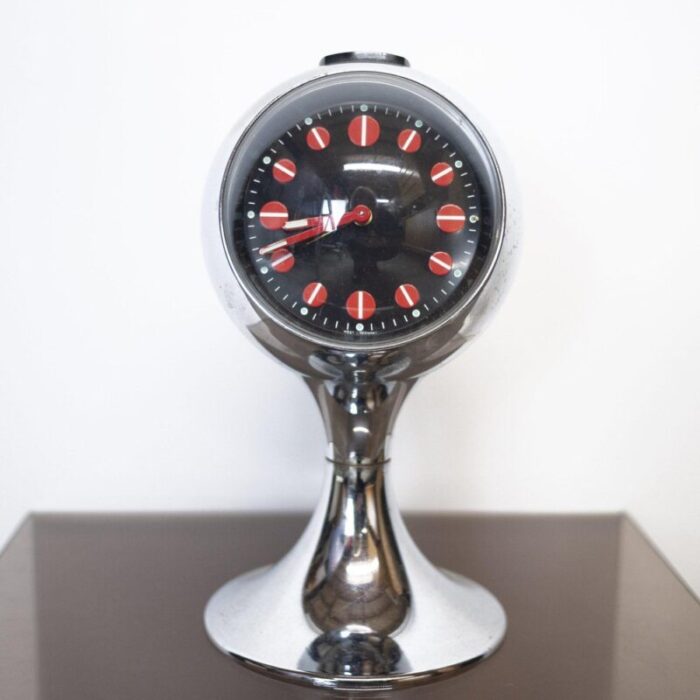 vintage west german pedestal alarm clock attributed to blessing 1970s 1