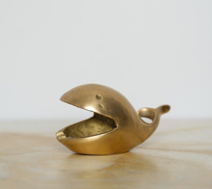 vintage whale shaped brass ashtray 1950s 1