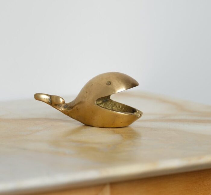 vintage whale shaped brass ashtray 1950s 4