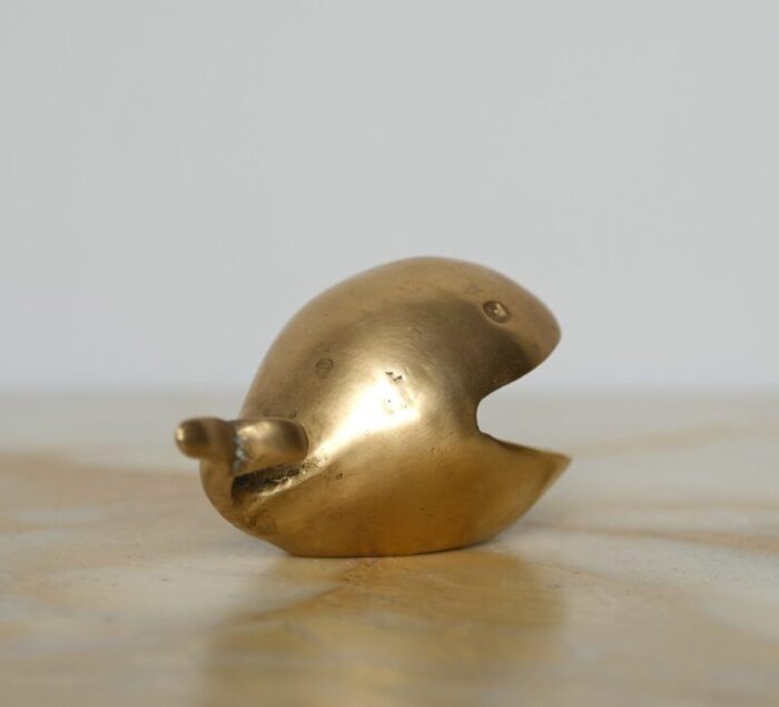 vintage whale shaped brass ashtray 1950s 6