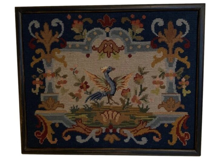 vintage wool framed tapestry 1