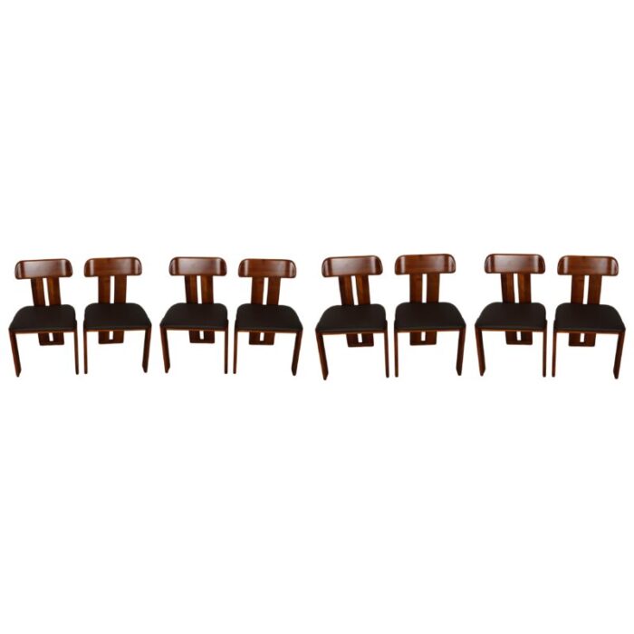 walnut sapporo dining chairs by mario marenco for mobilgirgi 1970s set of 8 0147