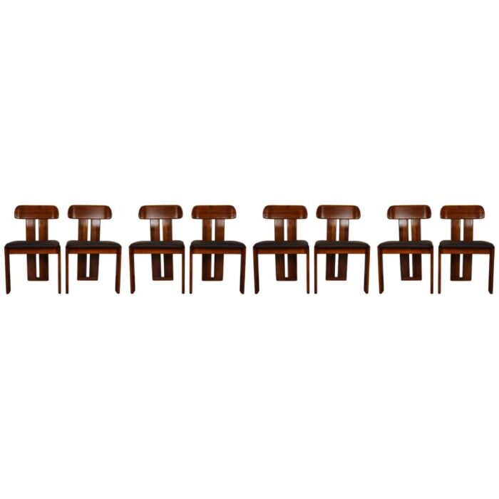 walnut sapporo dining chairs by mario marenco for mobilgirgi 1970s set of 8 7353