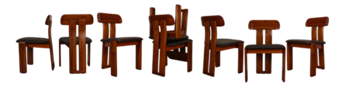 walnut sapporo dining chairs by mario marenco for mobilgirgi 1970s set of 8 7632