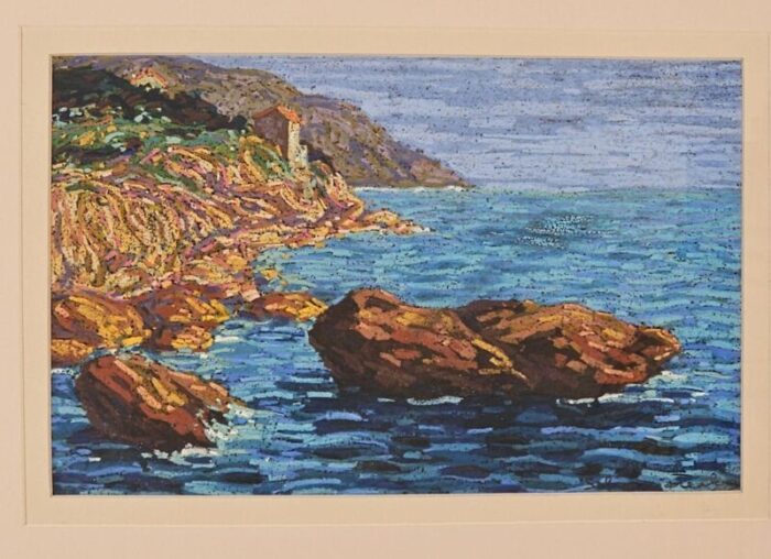 watercolor seascape italy circa 1920 6913