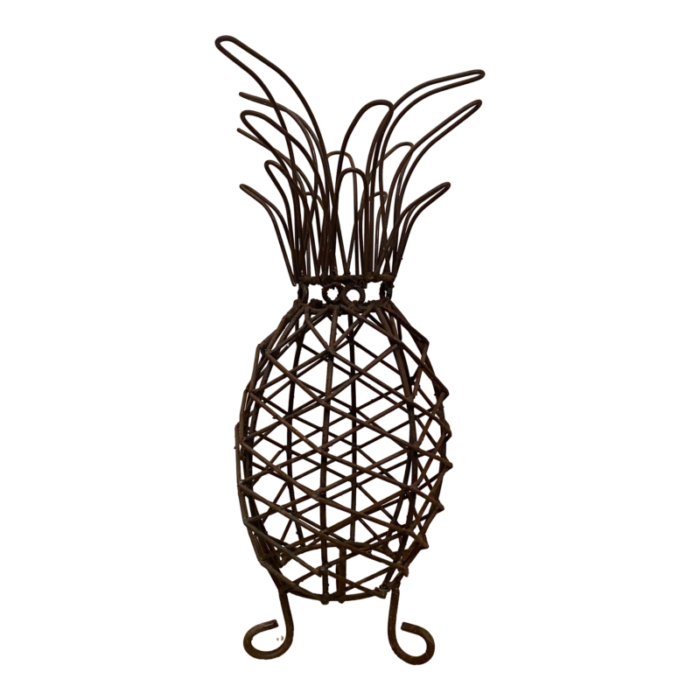 weathered vintage wire pineapple sculpture 6909