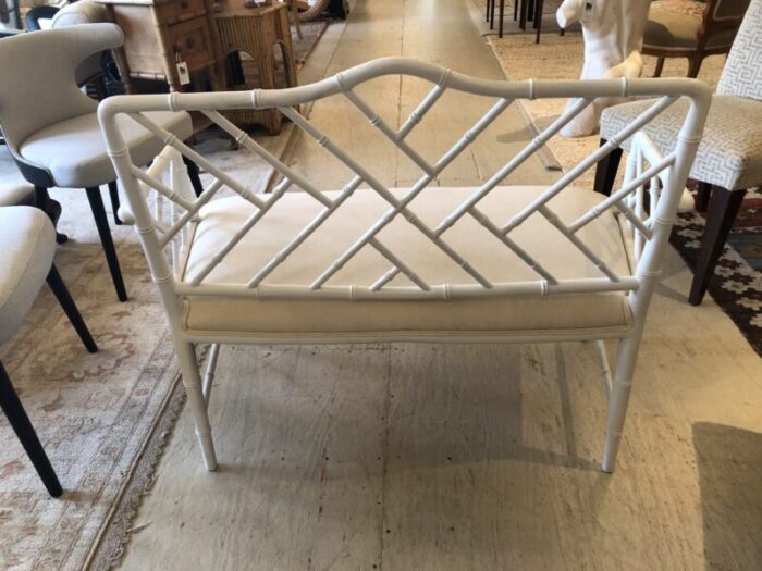 white painted bamboo chippendale style loveseat settee 5396